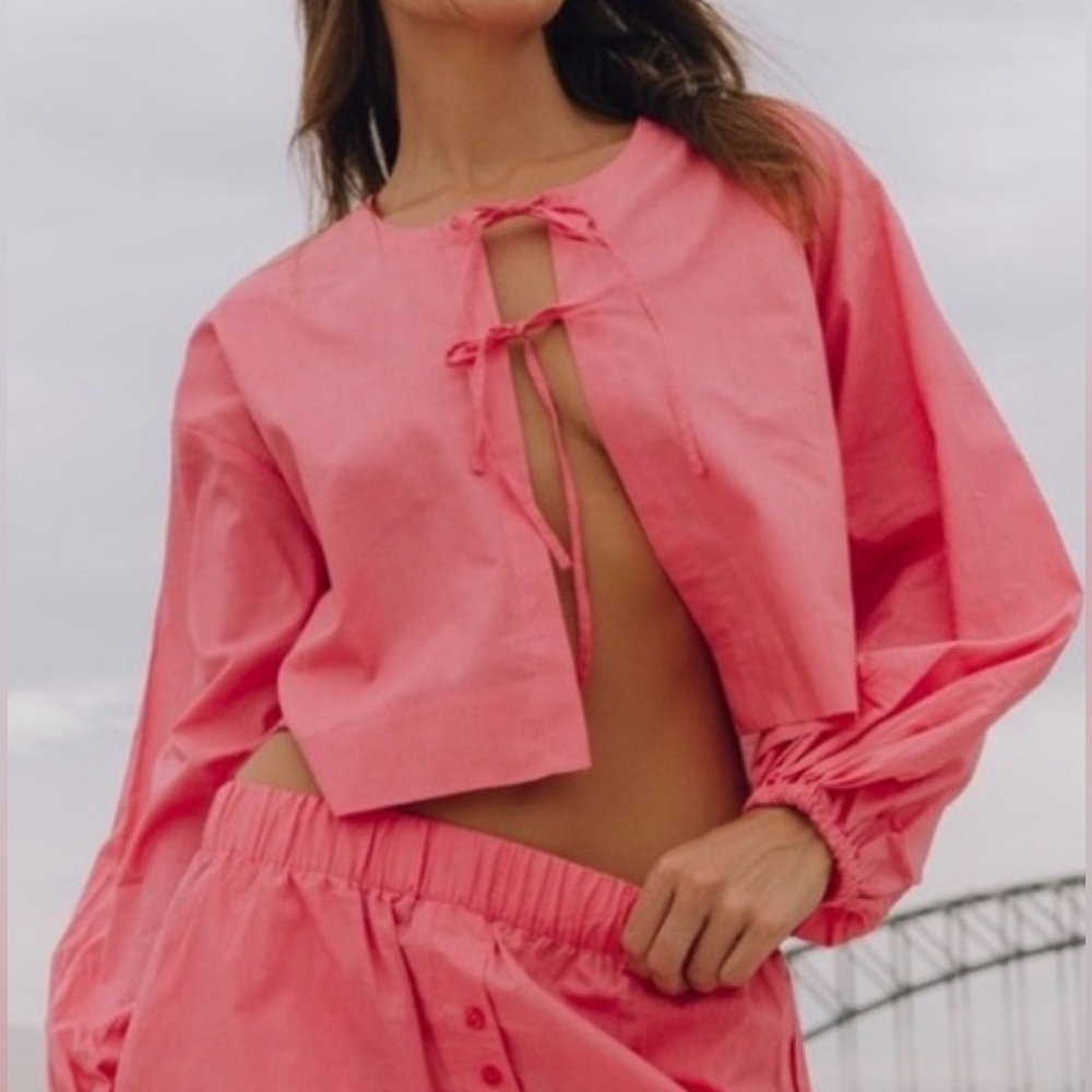 Daily Drills Poplin Tie Top Pink Size M/L
